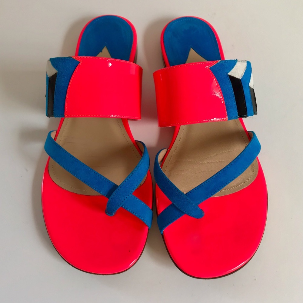 PAUL ANDREW BRIGHT RED, WHITE & OCEAN BLUE 🛥’POSITANO’ TOE RING SANDAL